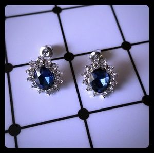 ++Earrings blue silver simulated sapphire silver++
